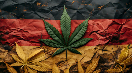 Symbolische Verbindung: Cannabisblatt und deutsche Flagge – Cannabis Gesetz in Deutschland