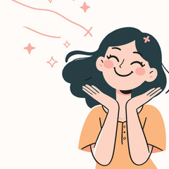 Happy young woman posing flat illustration