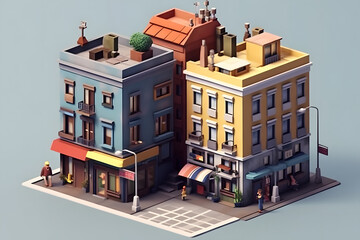 Fototapeta premium 3d rendering isometric street building