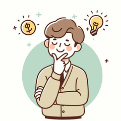 Happy young man posing flat illustration