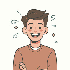 Happy young man posing flat illustration