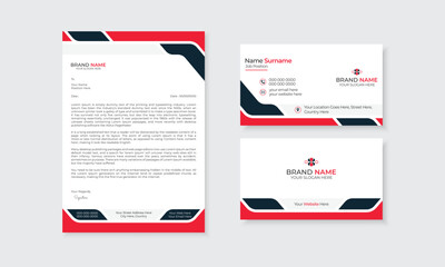 Modern corporate branding business card and letterhead design template set. Professional creative brand identity marketing stationery bundle ads design, easy to use and edit, print ready layout.