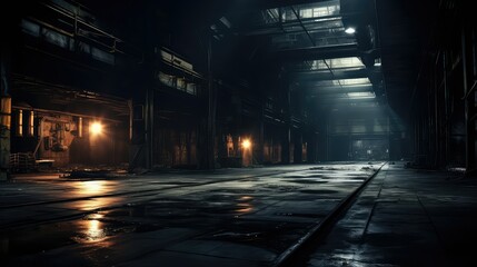 atmospheric dark industrial background illustration gritty dystopian, haunting sinister, moody mechanical atmospheric dark industrial background