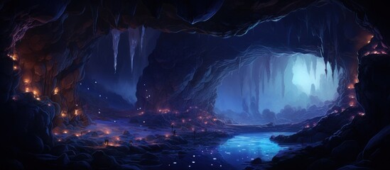 Twinkling lights within the cave