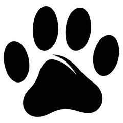 Pet paw print vector icon. Dog or cat foot black paw animal - obrazy, fototapety, plakaty