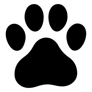 Pet paw print vector icon. Dog or cat foot black paw animal