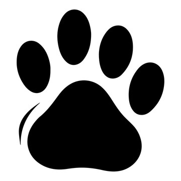 Pet paw print vector icon. Dog or cat foot black paw animal