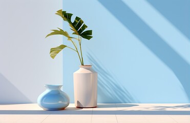 Minimalist Interior with Bench and Houseplants