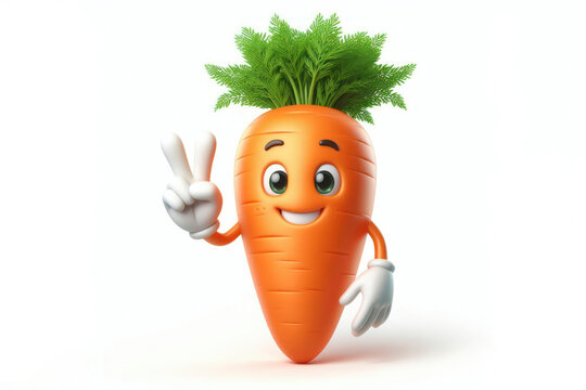 3d carrots character with a smiling face on a white background. ai generative
