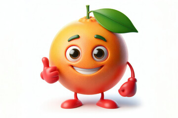 Fototapeta premium 3d Grapefruit character with a smiling face on a white background. ai generative