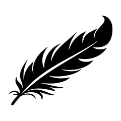 feather black silhouette logo svg vector, feather icon illustration.