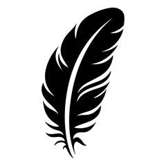 Obraz premium feather black silhouette logo svg vector, feather icon illustration.