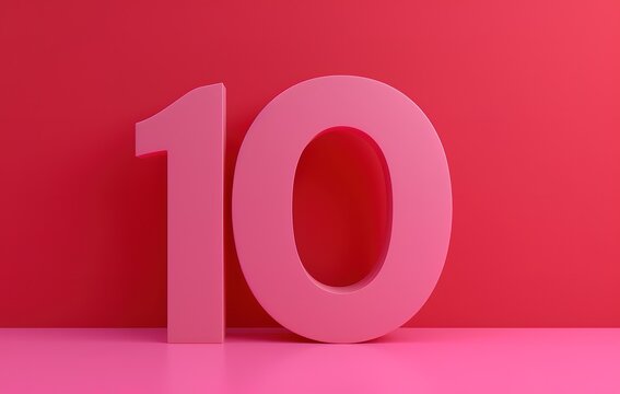 A bright number 10 on a soft pink background, ideal for anniversaries, ratings and important events.