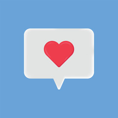 speech 3d icon love chat text bubbles with heart