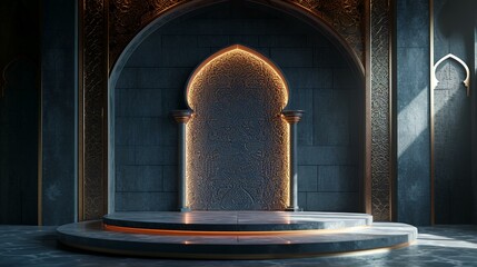 3d rendering of a pedestal with Arabic ornaments - obrazy, fototapety, plakaty