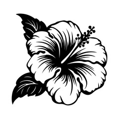 hibiscus icon illustration, hibiscus black silhouette logo svg vector
