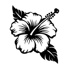 hibiscus icon illustration, hibiscus black silhouette logo svg vector