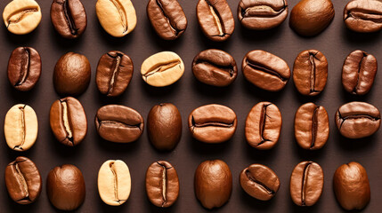 Discover the diverse world of coffee roasts with an assortment of beans laid out on a rustic wooden...