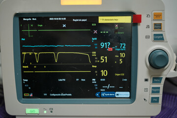 Medical monitoring monitor to control patients' vital signs. Concept: health care, medical control