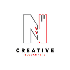 Vector letter n design with creative unique element idea concept and icon