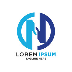 Vector letter n design with creative unique element idea concept and icon