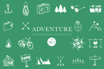 Adventure handdrawn elements, Travel drawings, Illustrations, Travelling, tourism designs, clipart, tattoo