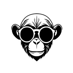 Monkey With Sunglasses Logo SVG Black and White Illustration Art Generative AI.