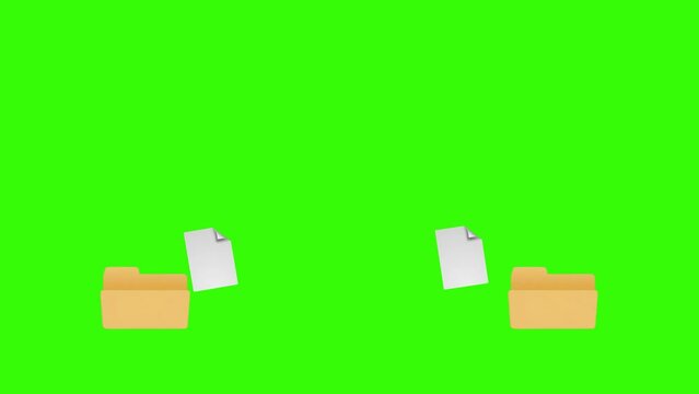 File transfer on green background. Motion graphics. 4K Animation