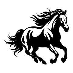 Obraz premium running mustang horses black silhouette logo svg vector, horses icon illustration.
