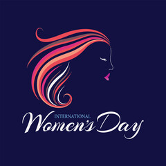 International Women's Day  logo Vector illustration design,abstract woman's face poster.