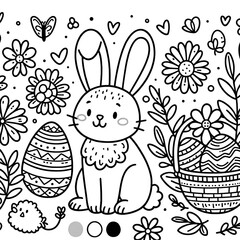 Black and White Easter Coloring Page For Kids