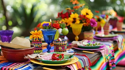 Fototapeta na wymiar Vibrant Cinco de Mayo Fiesta Essentials