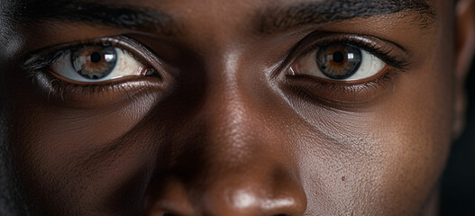 half face handsome african american man staring