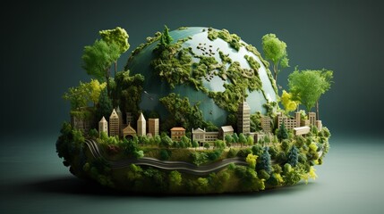 Collaboration between the government with green globe, Renewable and Sustainable Resources. Environment World Earth Day