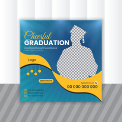 vector happy graduation or graduation ceremony square Instagram social media post template
