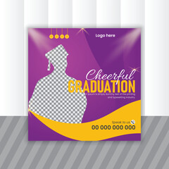 vector happy graduation or graduation ceremony square Instagram social media post template