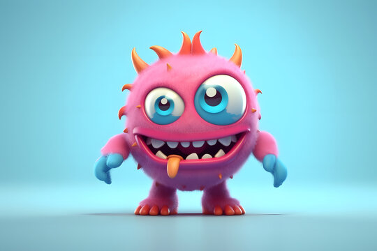 3d rendering cute monster Banshee cartoons