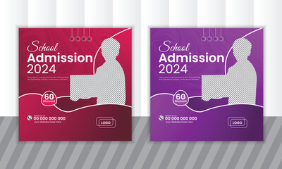 vector school admission social media post and Instagram post template
