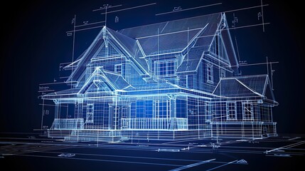 House under construction blueprint made with Ai generative technology