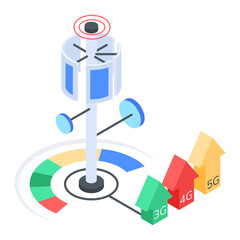 Get this isometric icon of network tower 