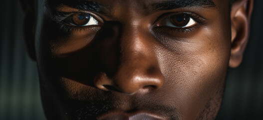 Fototapeta premium half face handsome african american man staring