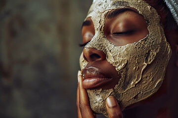 Generative AI illustration of women, applying a facial mask