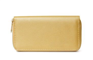 Front view of golden clutch bag
