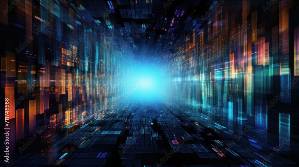 Wall mural transferring data in a digital world abstract background