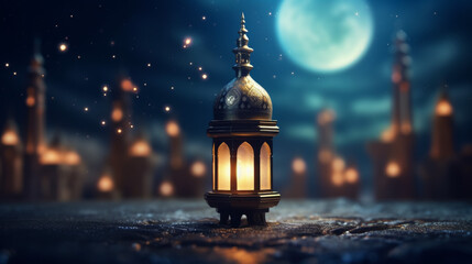 Ramadan Lantern Moon in the background
 - obrazy, fototapety, plakaty