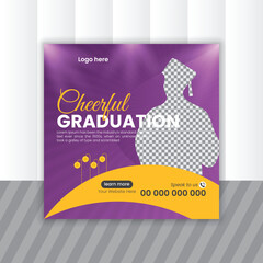 vector happy graduation or graduation ceremony square Instagram social media post template