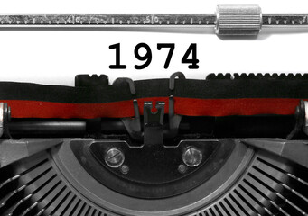 Text 1974 written with the vintage typewriter
