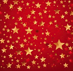 golden stars floating on a red background