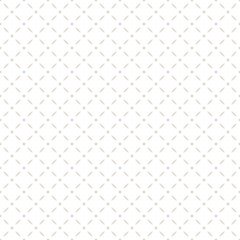 Naklejka premium Subtle abstract geometric seamless pattern. Minimalist vector background. Simple graphic ornament. Beige and white texture with diamonds, rhombuses, grid, lattice. Elegant delicate repeat geo design