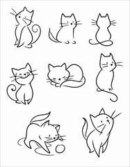 Cat cartoon drawing outline Vector SVG
